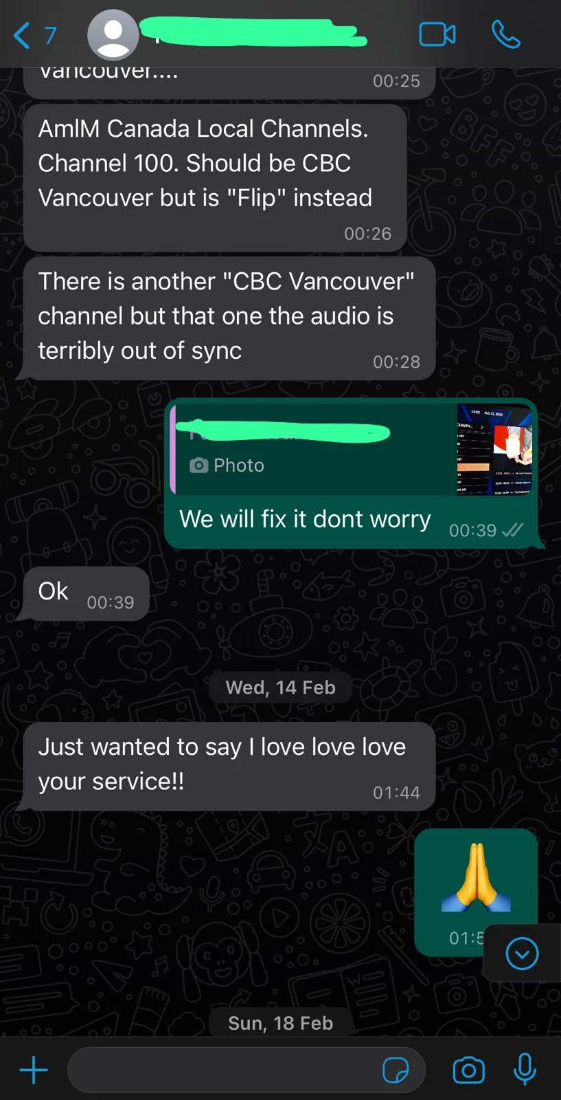 Screenshot: Customer Enthusiastically Recommends IPTV Providers Service on WhatsApp