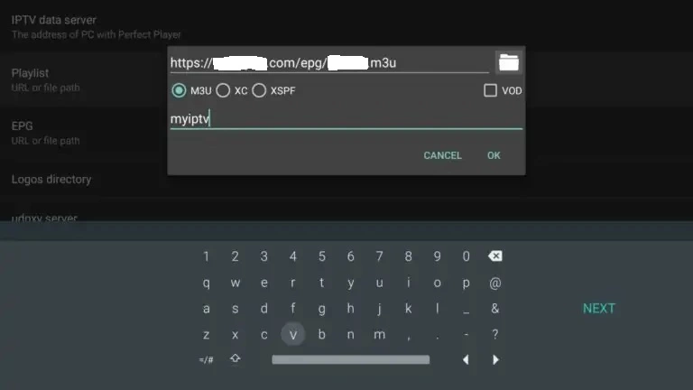 Configuring IPTV on Perfect Player step 5