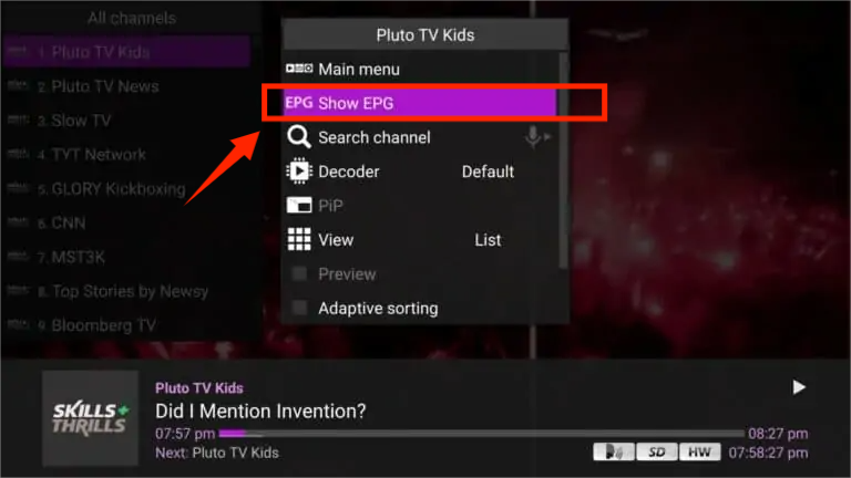 Viewing the electronic program guide (EPG) STEP 2